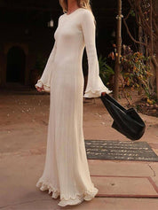 Knitted Trumpet Sleeve Maxi Dress Dresses