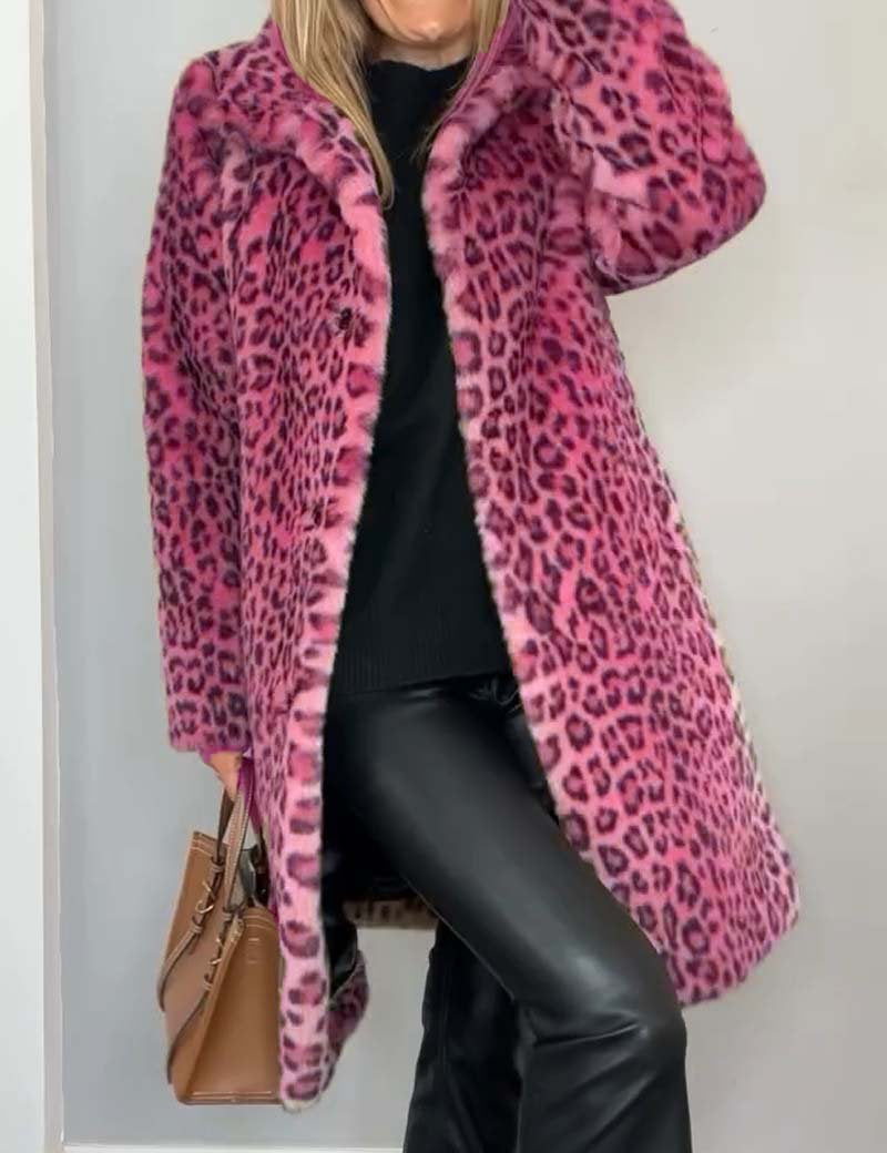 Chic Leopard Print Coat Pink Coats & Jackets