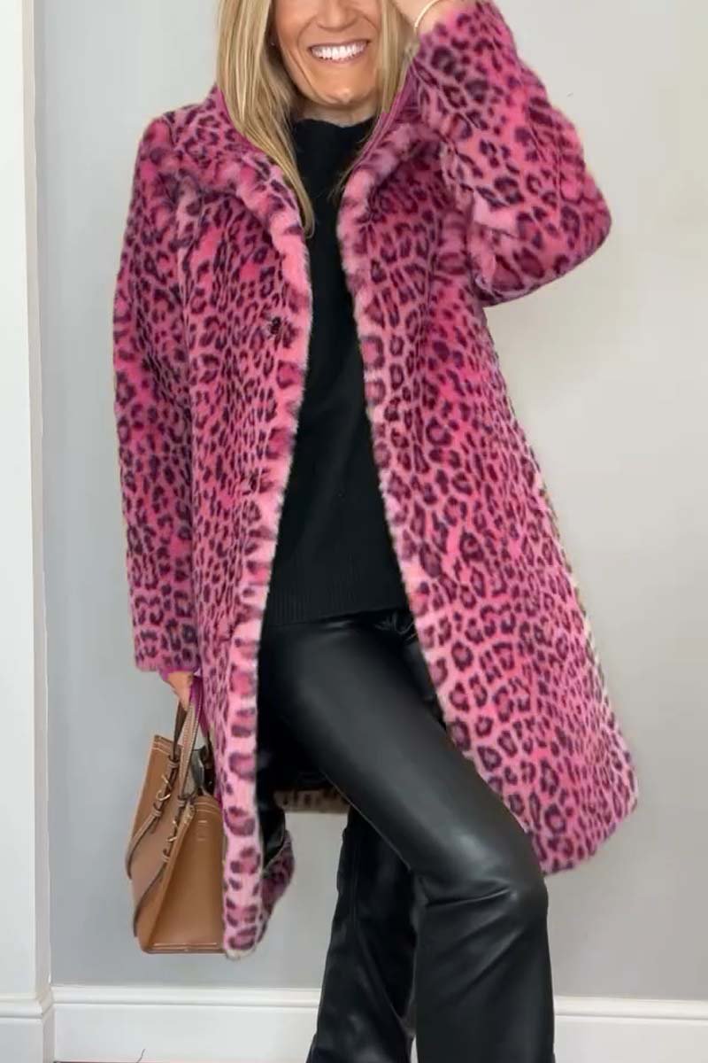 Chic Leopard Print Coat Pink Coats & Jackets