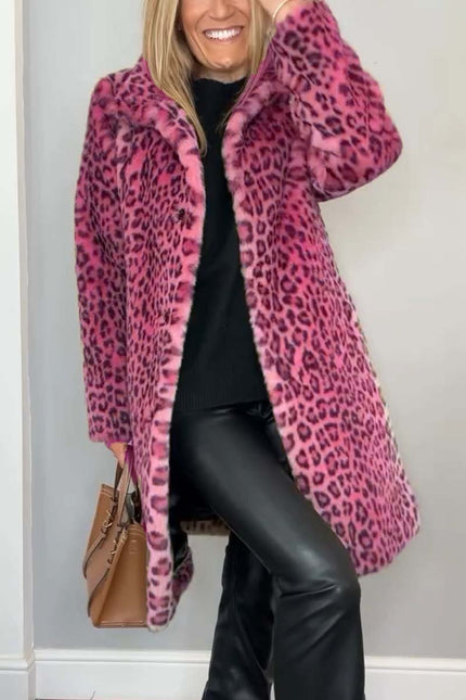 Chic Leopard Print Coat Pink Coats & Jackets