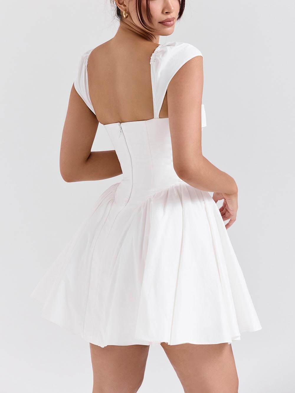 Exquisite V-Neck Pleated Waist Mini Dress Dresses