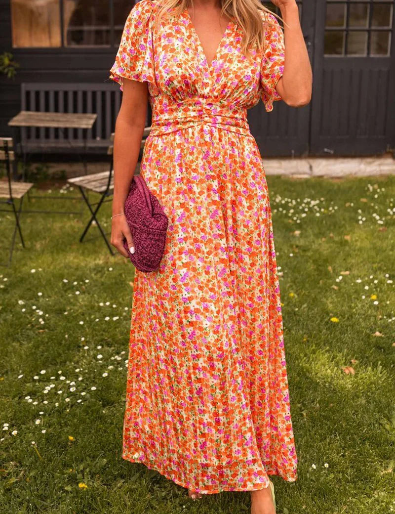 Madeline™ | Long Floral Summer Dress Orange Dresses