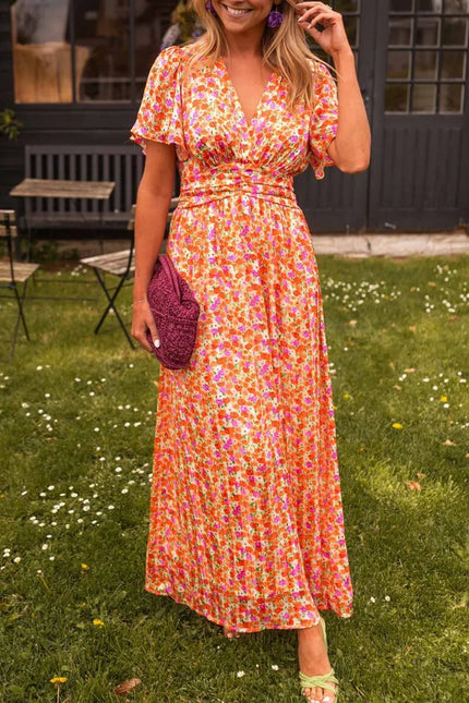 Madeline™ | Long Floral Summer Dress Orange Dresses