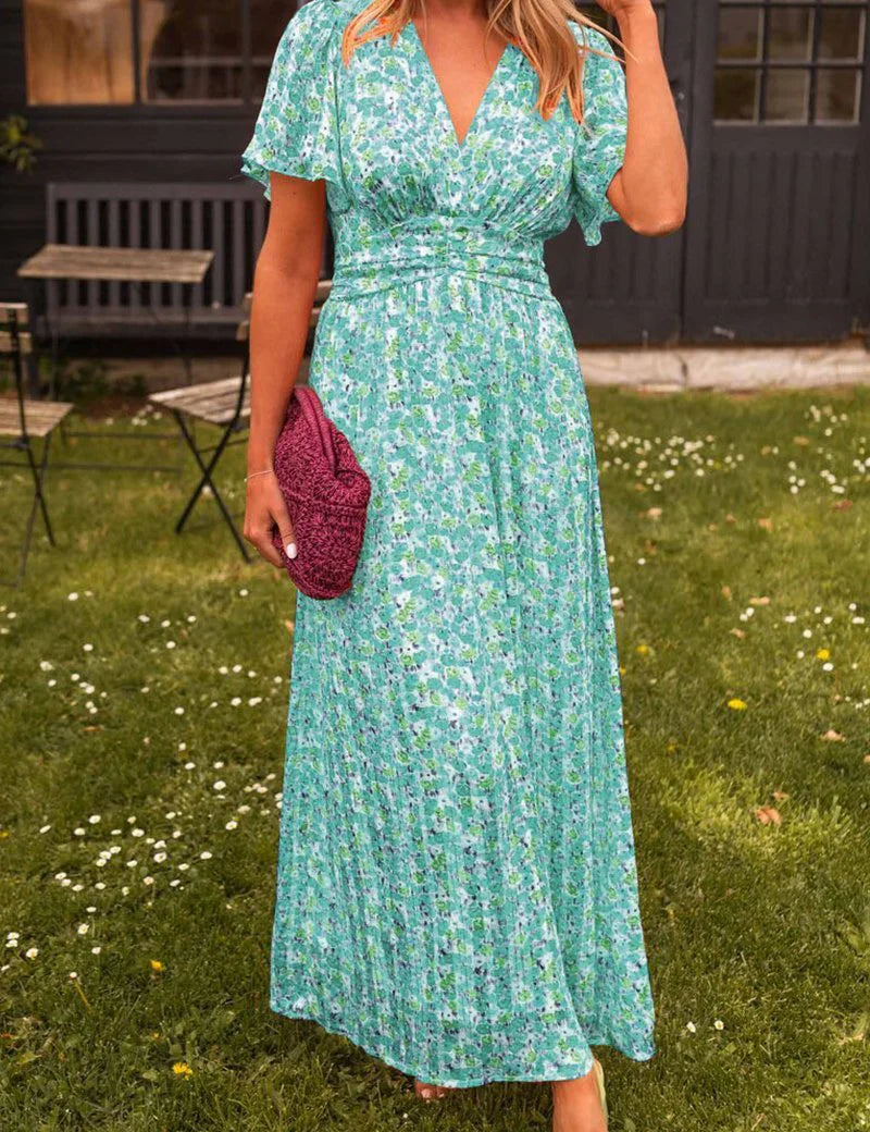 Madeline™ | Long Floral Summer Dress Green Dresses