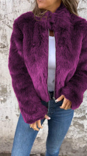 Women Faux Fur Jacket Purple Jacket