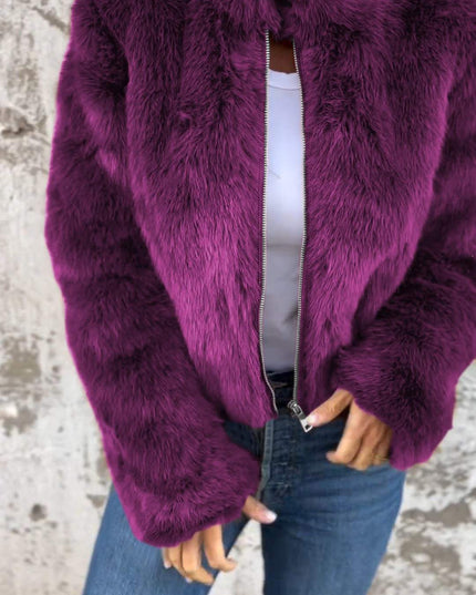 Women Faux Fur Jacket Purple Faux Fur Jacket