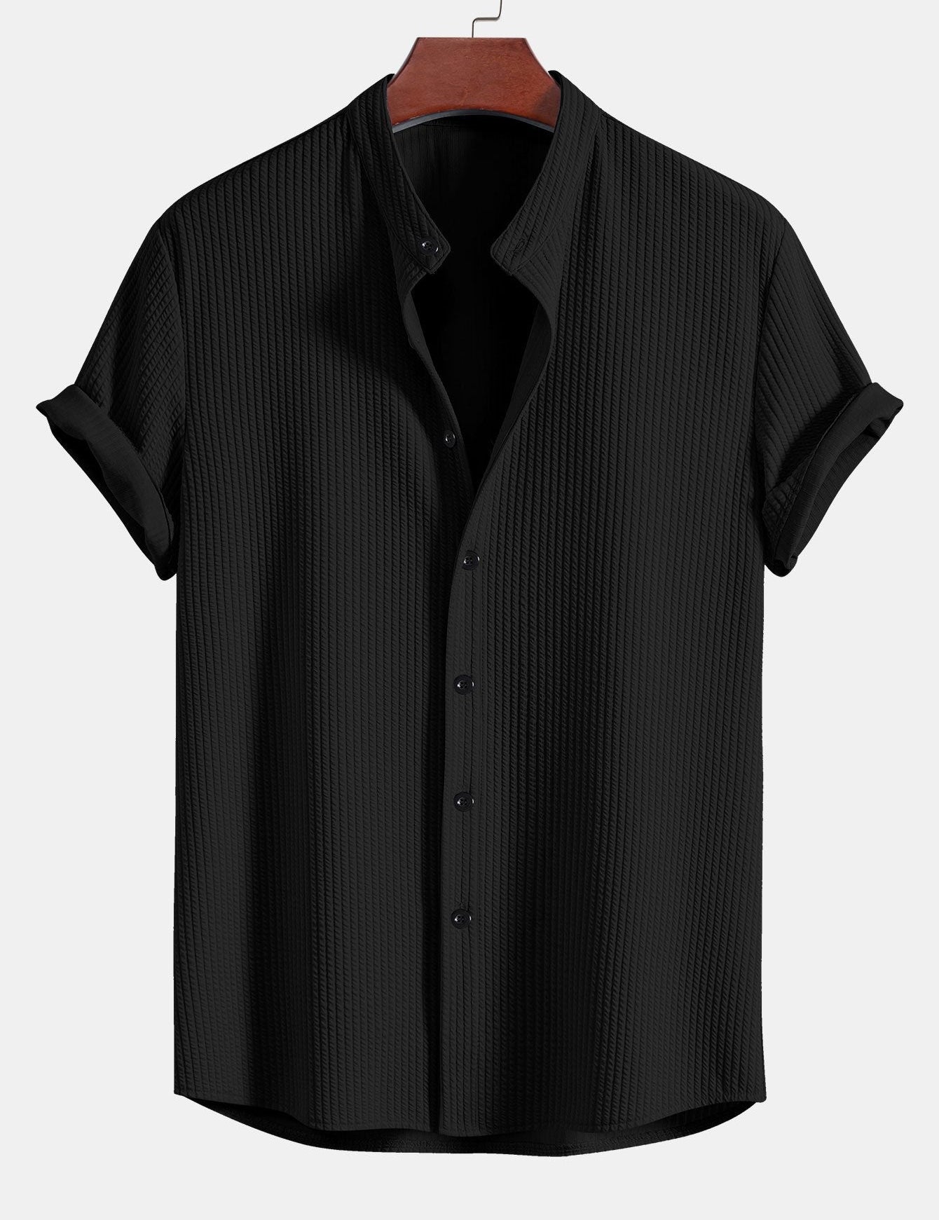 Callum | T-shirt with Shirt Look Black Shirts & Tops
