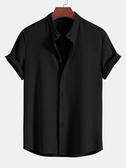 Callum | T-shirt with Shirt Look Black Shirts & Tops