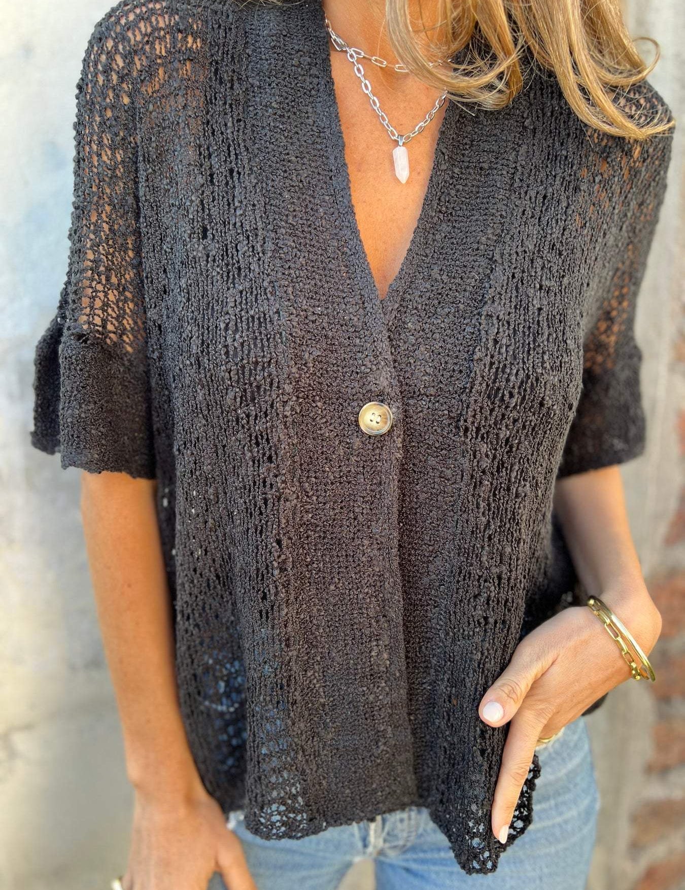 Ivonie | Elegant Textured Top Black (Almost sold out) Boho Collection