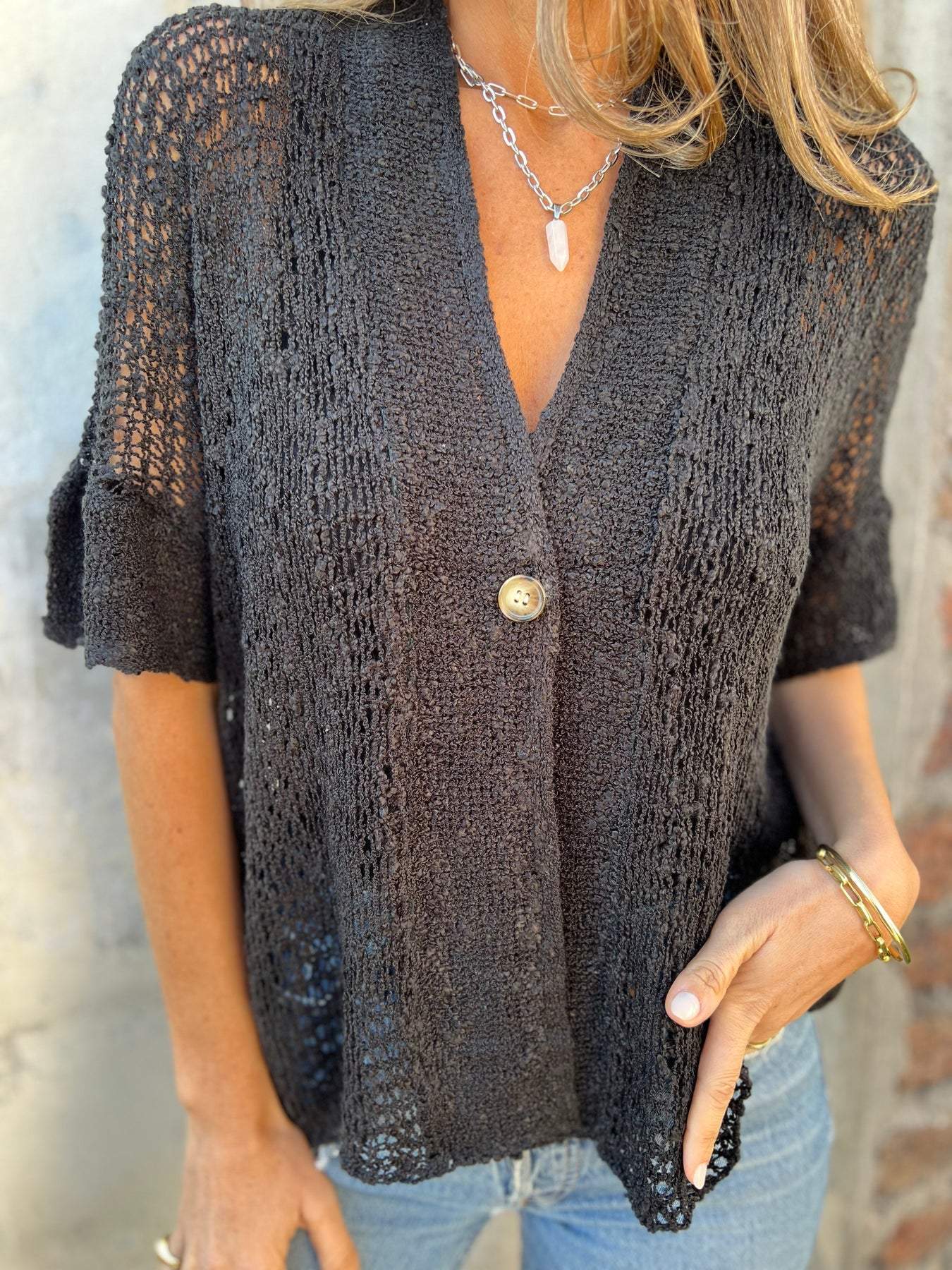 Ivonie | Elegant Textured Top Black (Almost sold out) Boho Collection