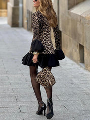 Sexy Leopard Print Ruffled Mini Dress Dresses