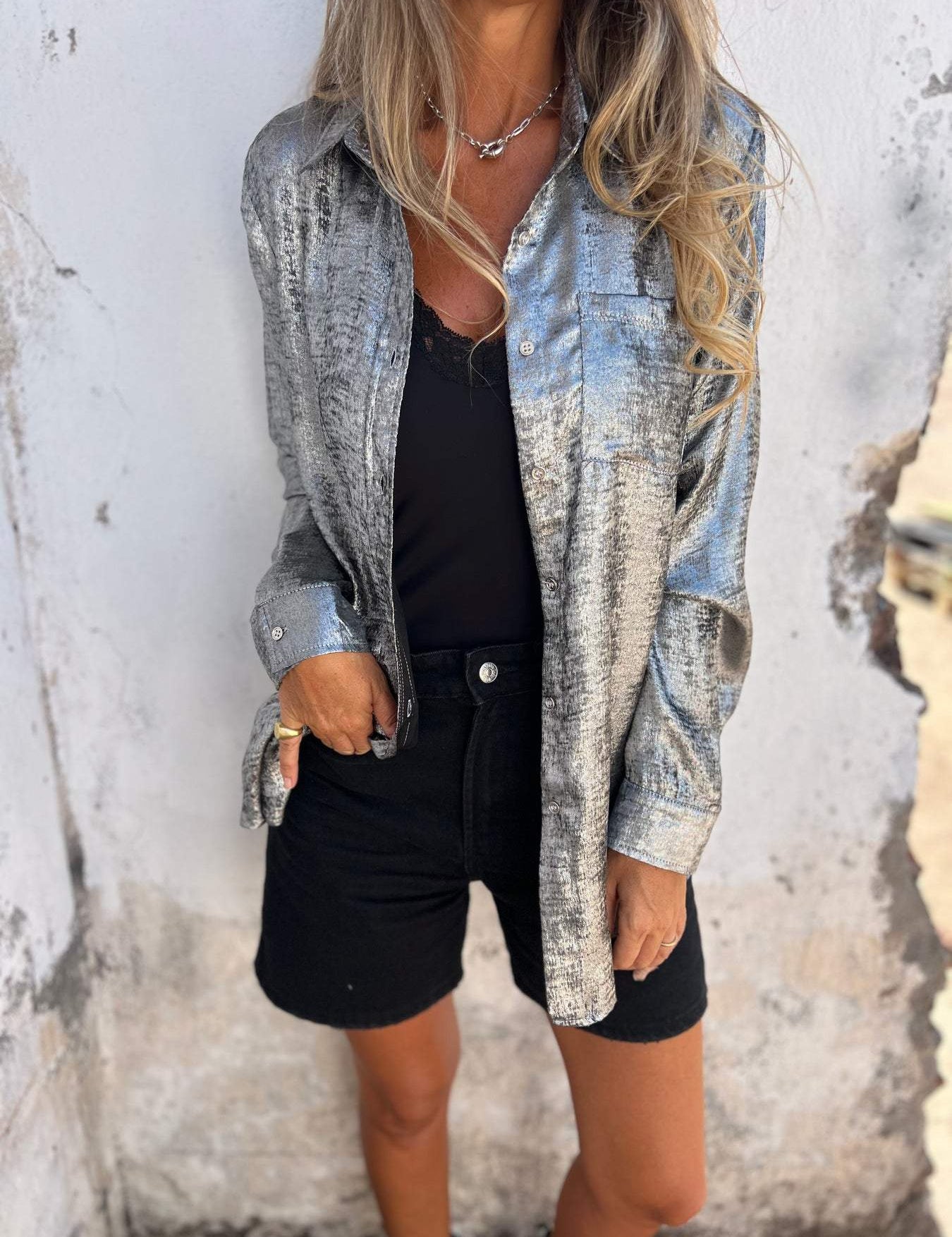 Ana | Metallic Trendy Blouse Blouse