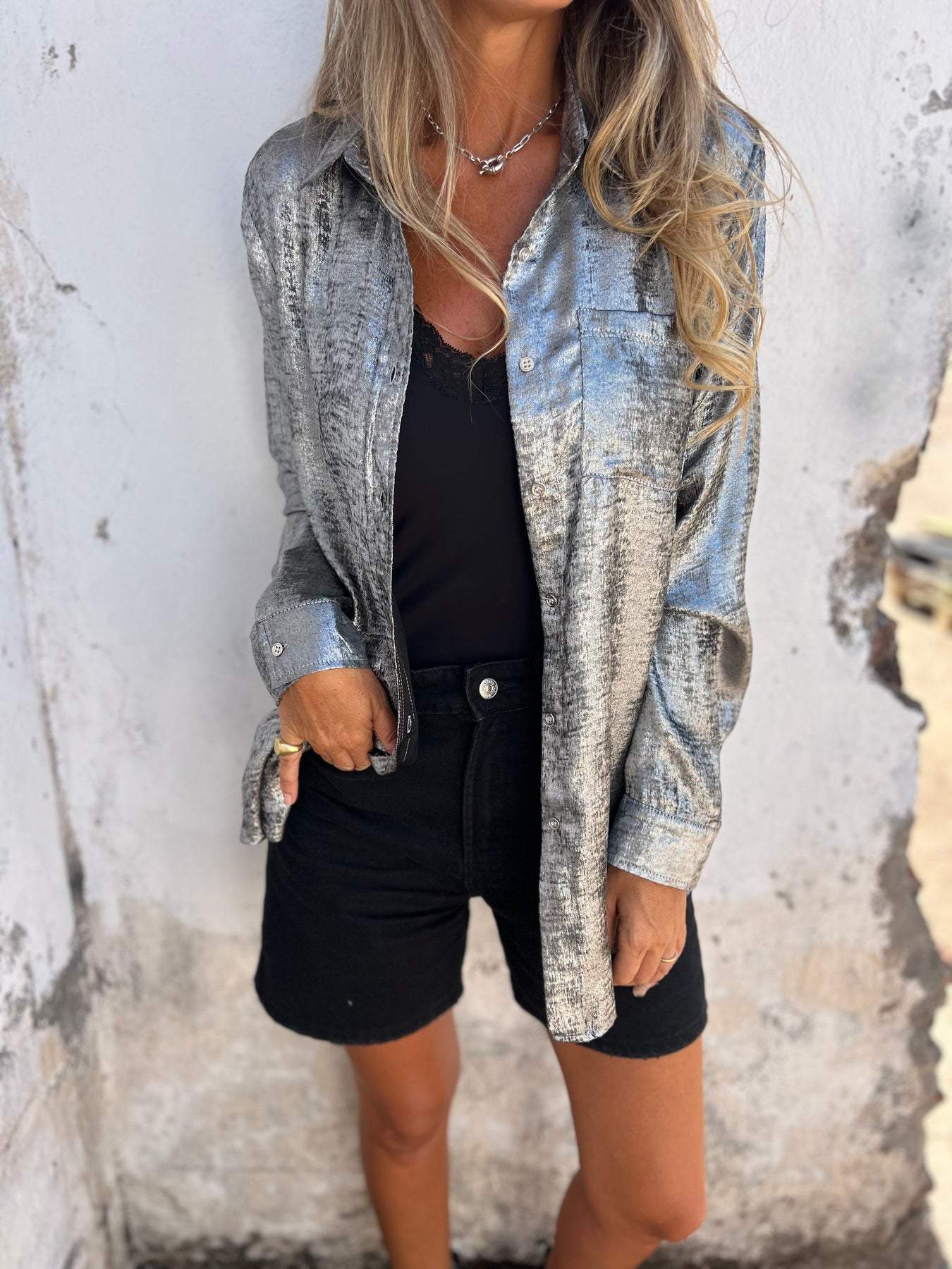 Ana | Metallic Trendy Blouse Blouse