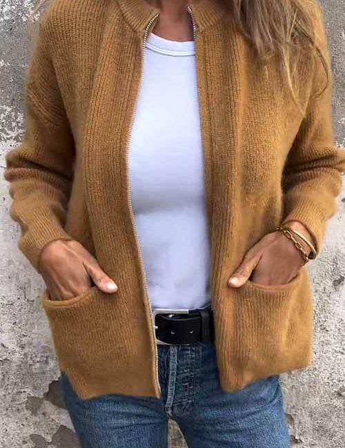 Bodil | Zipper Cardigan Brown