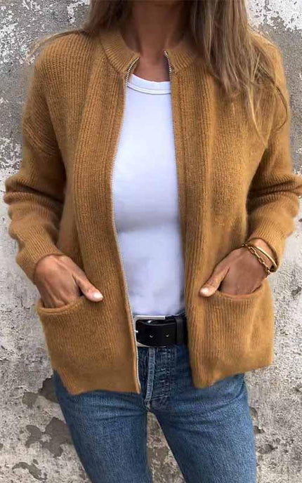 Bodil | Zipper Cardigan Brown