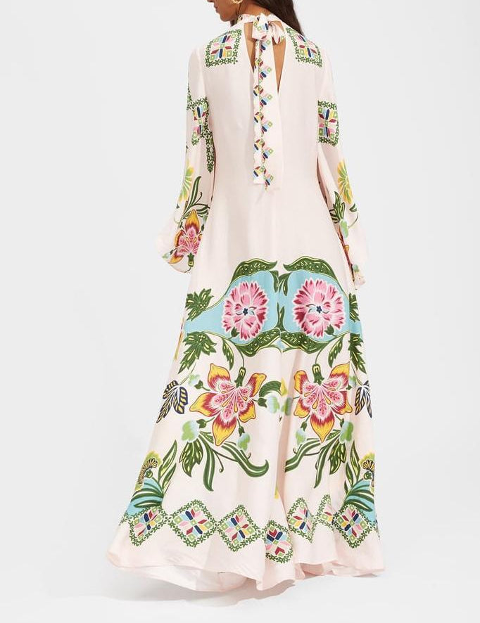 Exquisite Sunshine Floral Print Flowing Maxi Dress Dresses