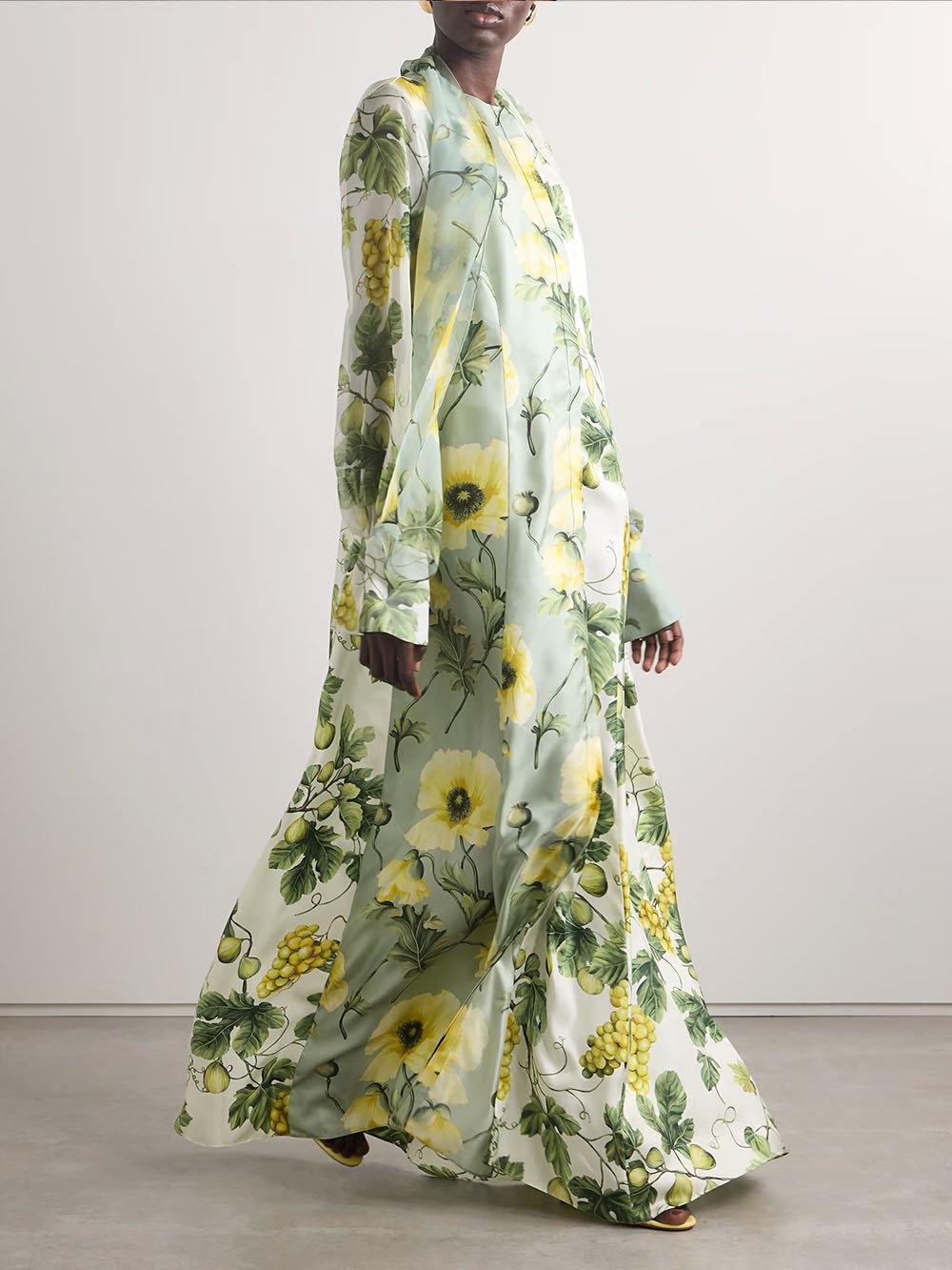 Delicate Floral And Fruit Print Maxi Dress Dresses
