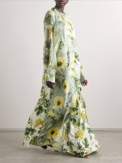 Delicate Floral And Fruit Print Maxi Dress Dresses