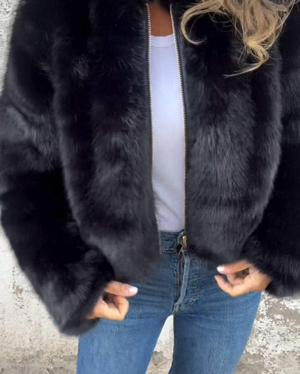 Women Faux Fur Jacket Black Faux Fur Jacket