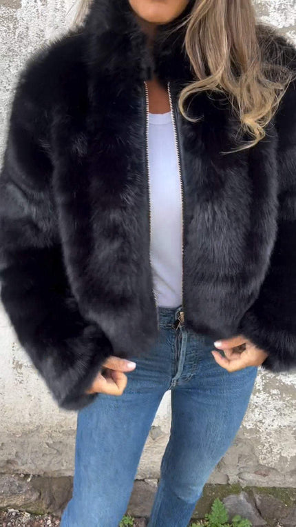 Women Faux Fur Jacket Black Jacket