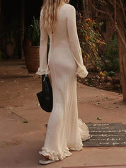 Knitted Trumpet Sleeve Maxi Dress Dresses