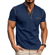 100% Cotton Colorblock Henley T-Shirt for Stylish Men T-Shirts