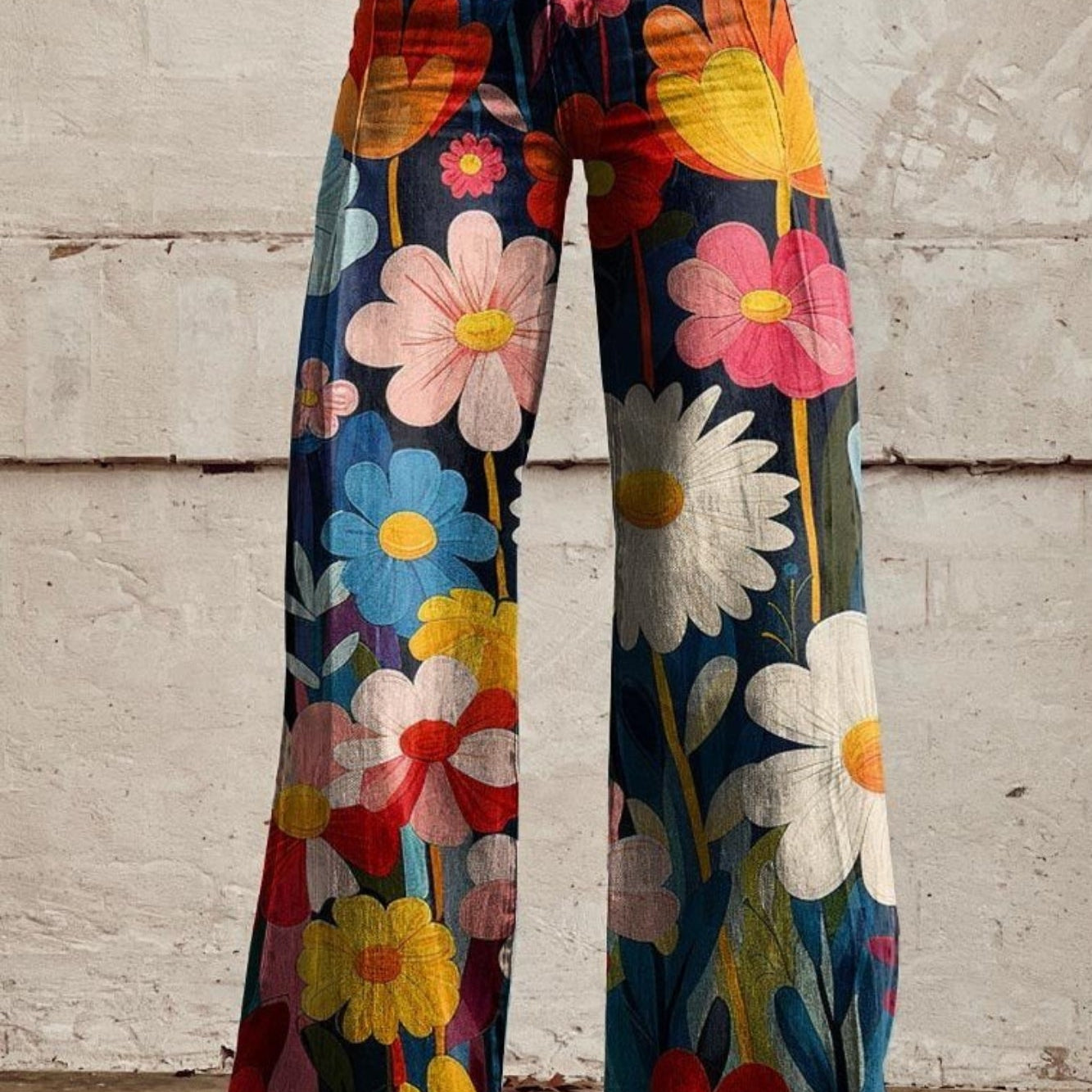 Boho Vibes Wide-Leg Trousers Florar Trousers