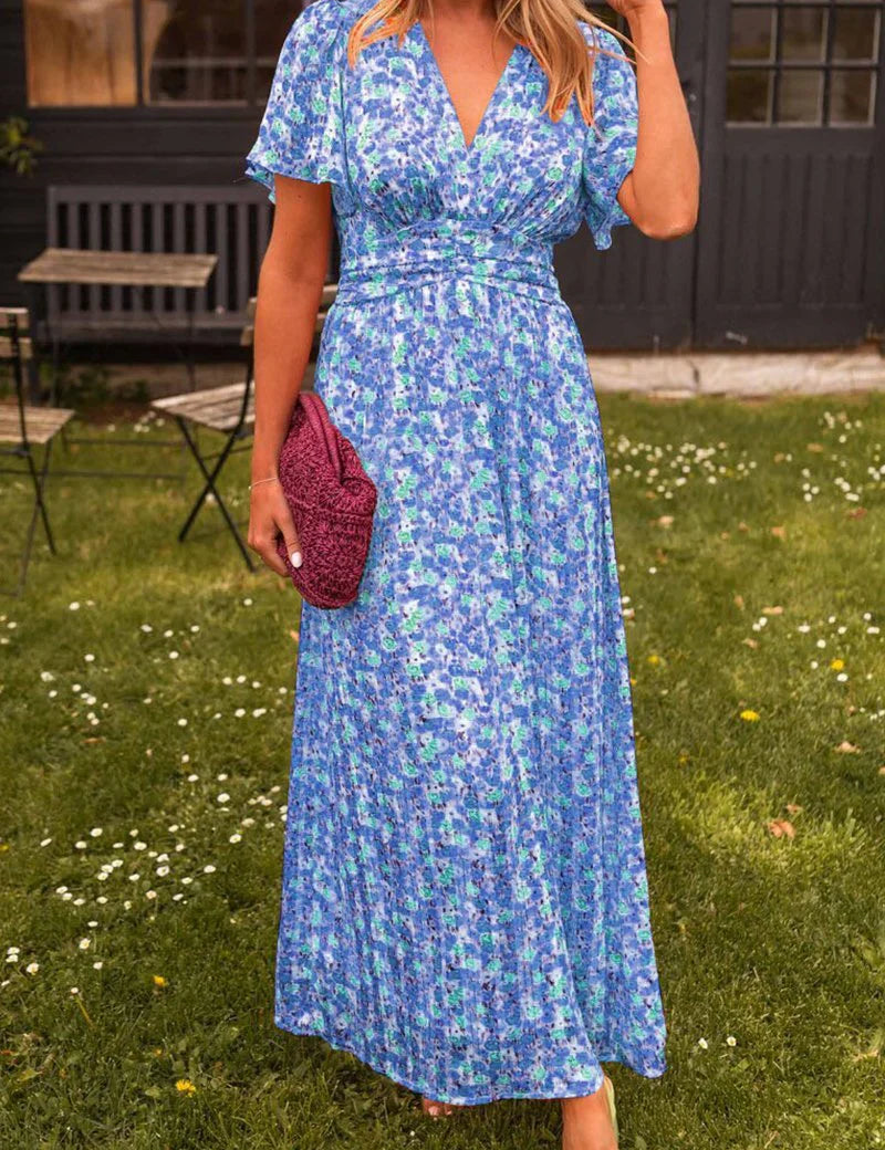Madeline™ | Long Floral Summer Dress Blue Dresses