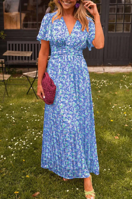 Madeline™ | Long Floral Summer Dress Blue Dresses