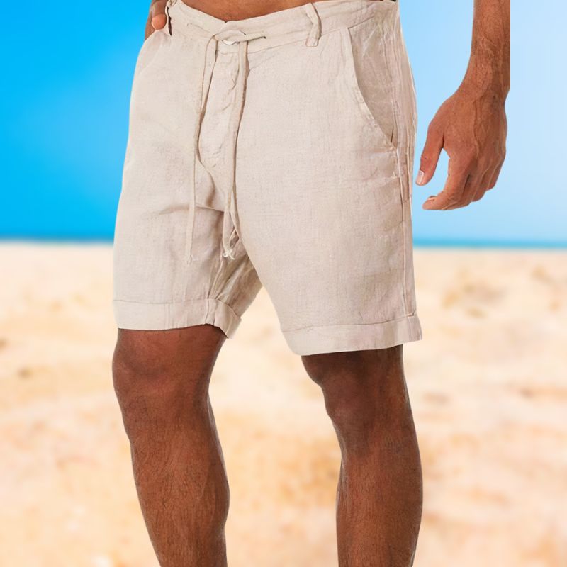 Caleb | Linen Men's Shorts Beige Shorts