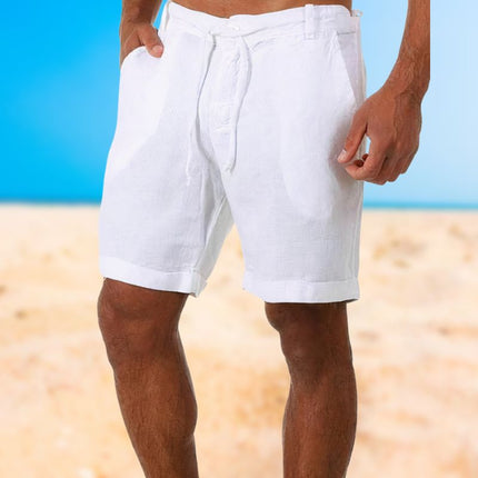 Caleb | Linen Men's Shorts White Shorts