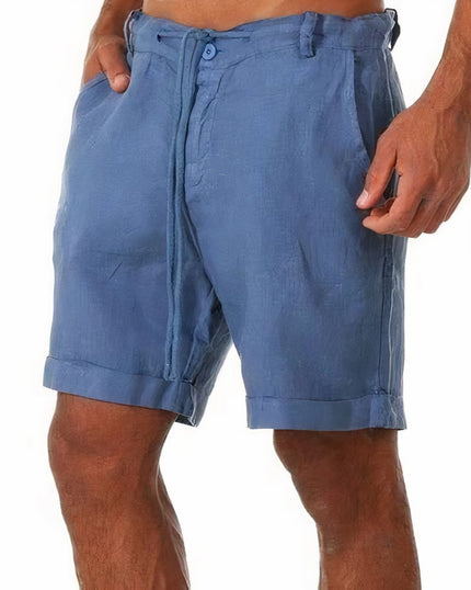 Caleb | Linen Men's Shorts Blue Shorts