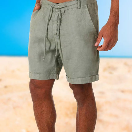 Caleb | Linen Men's Shorts Green Shorts