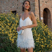 Women's Sequin Feather Mini Dress Dresses
