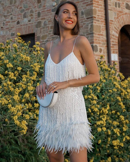 Women's Sequin Feather Mini Dress Dresses