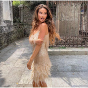 Women's Sequin Feather Mini Dress Dresses