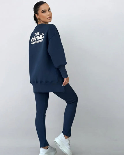 Felicia™ | Casual Sweatshirt Leggings Set Blue Two piece set