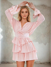 Jordan | V-neck Flared Curve-Enhancing Mini Dress Dress