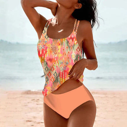 Celise | Floral Mosaic Swimsuit Orange