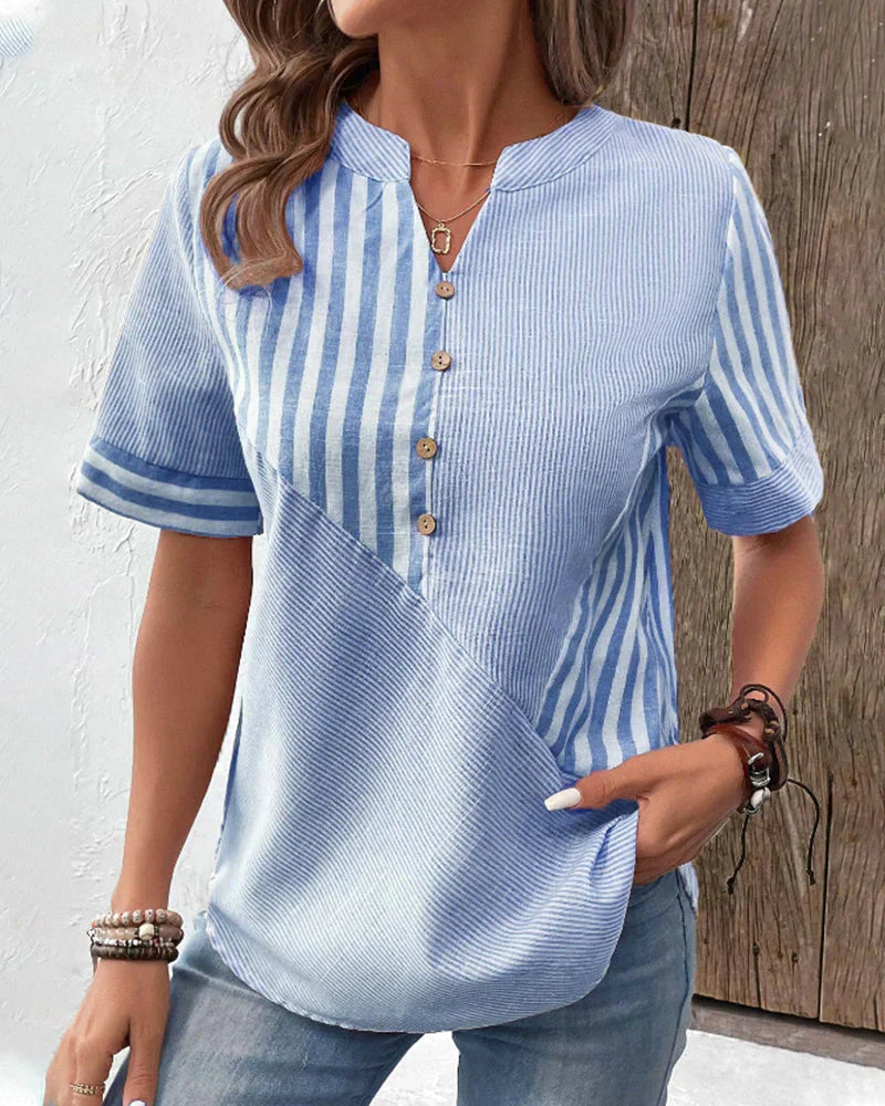 Brielle | Cotton Blouse Blue Blouse