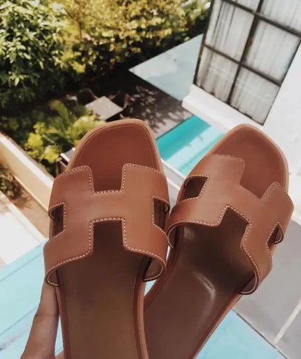 Classic H-Strap Leather Sandals Brown Sandals