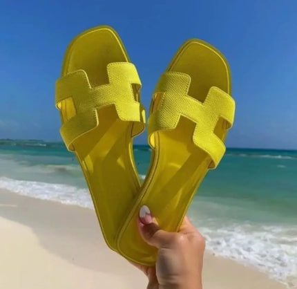 Classic H-Strap Leather Sandals Yellow Sandals