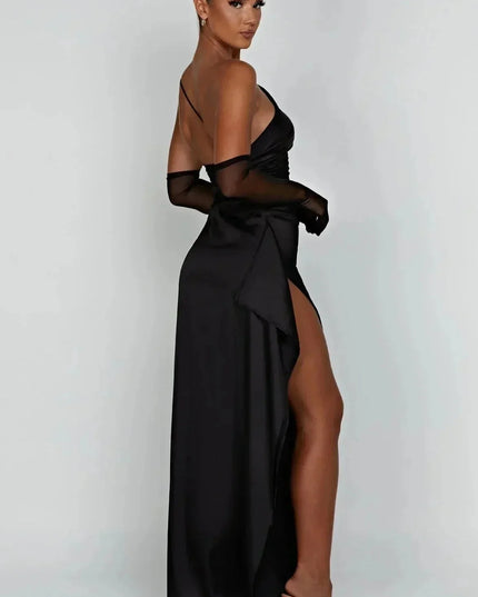 Marigold One-Shoulder Satin Midi Dress Group2502
