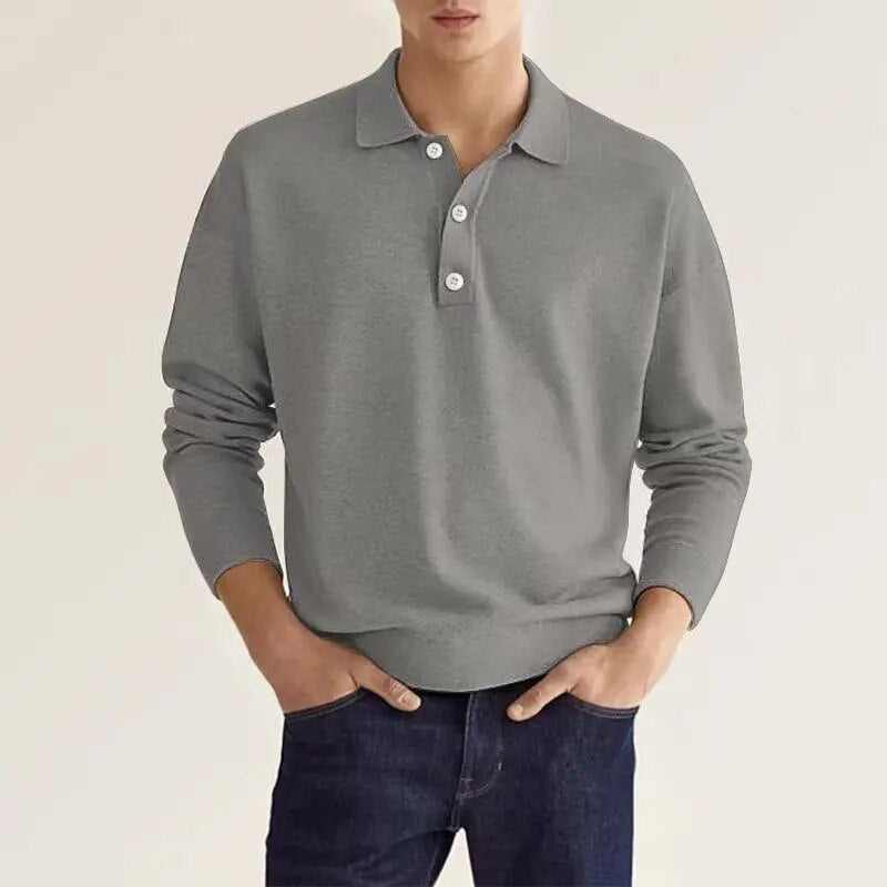 Bradley | Long Sleeved Polo Shirt Grey Polos Shirts