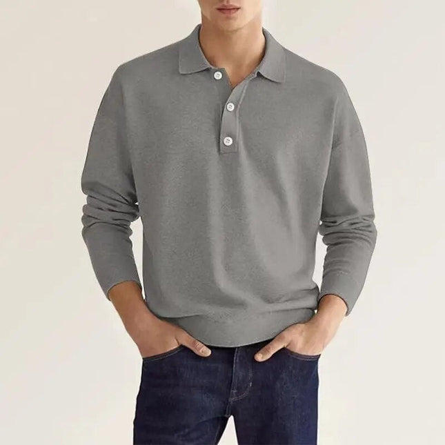 Bradley | Long Sleeved Polo Shirt Grey Polos Shirts