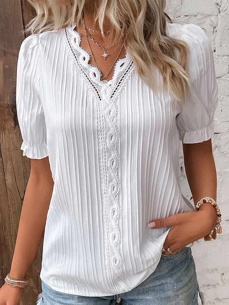 Clarisse | Elegant Lace Blouse White