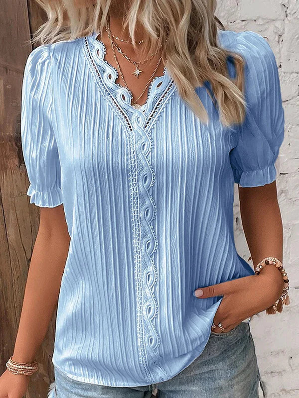 Clarisse | Elegant Lace Blouse Blue