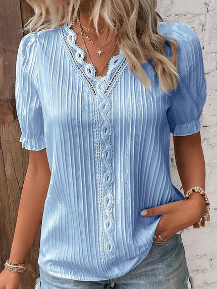 Clarisse | Elegant Lace Blouse Blue