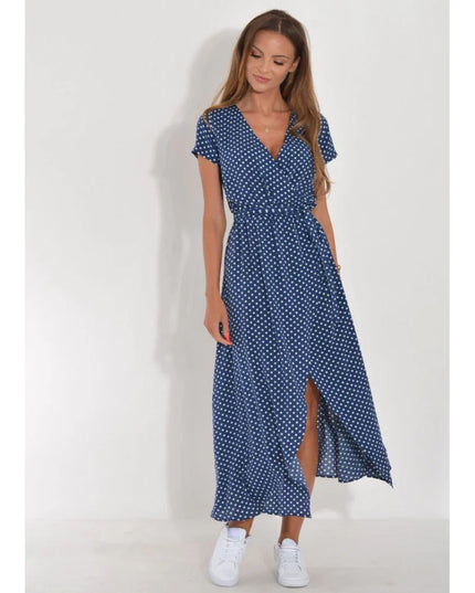 Lara™ | Stylish V-neck Sexy Split Dress Blue Dress