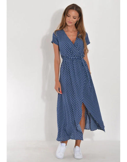 Lara™ | Stylish V-neck Sexy Split Dress Blue Dress